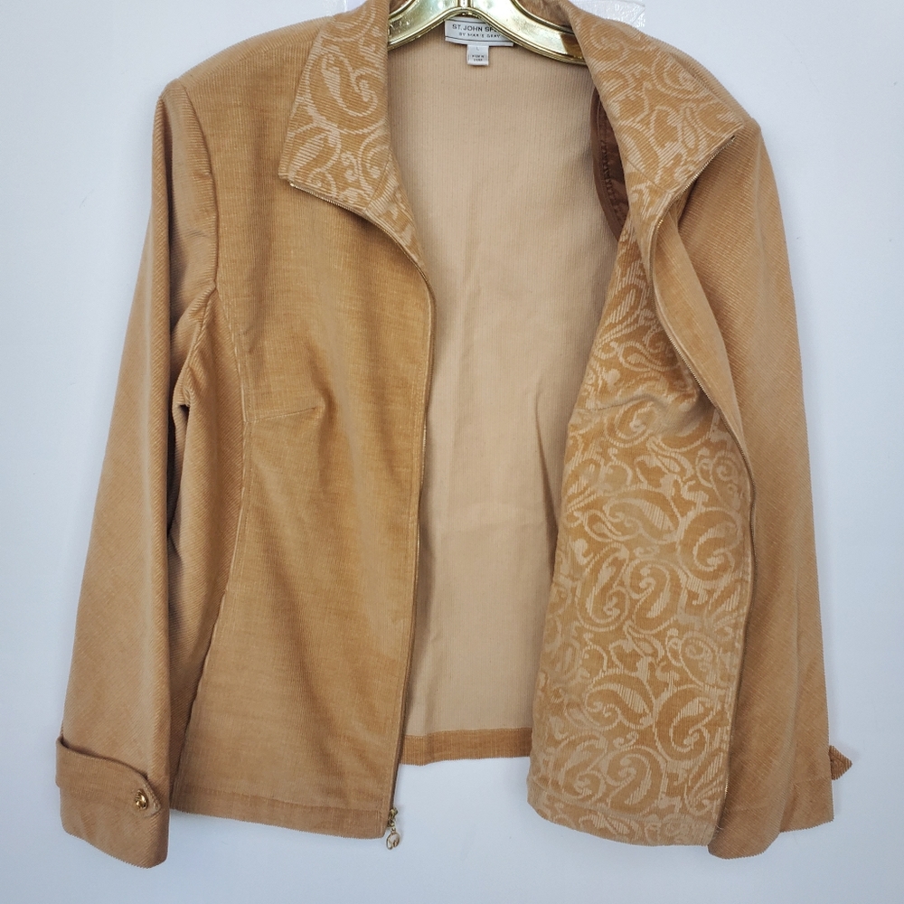 St. John Corduroy Jacket with Pockets Neutral VTG Large